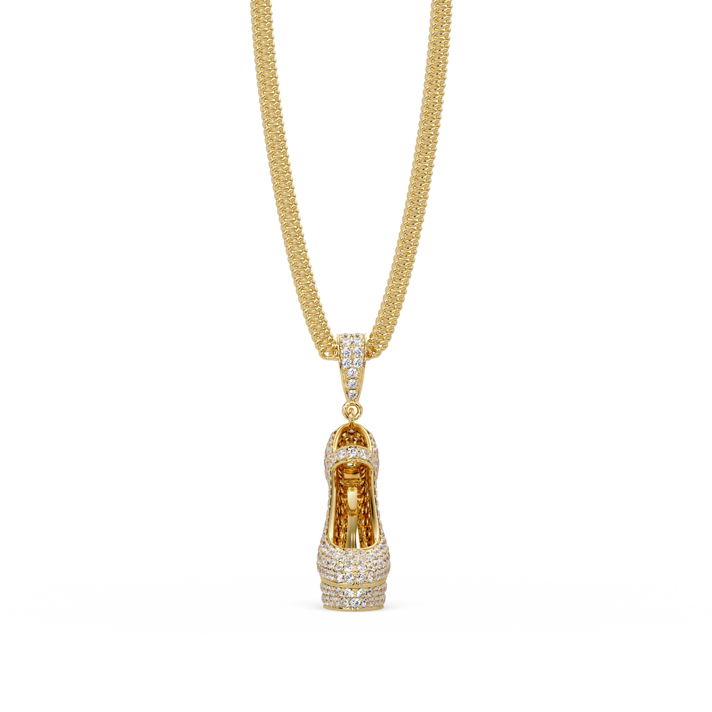 Iced High Heel Shoe Lab Grown Diamond Pendant Necklace - HIGHCARAT DIAMONDS