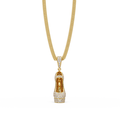 Iced High Heel Shoe Lab Grown Diamond Pendant Necklace - HIGHCARAT DIAMONDS
