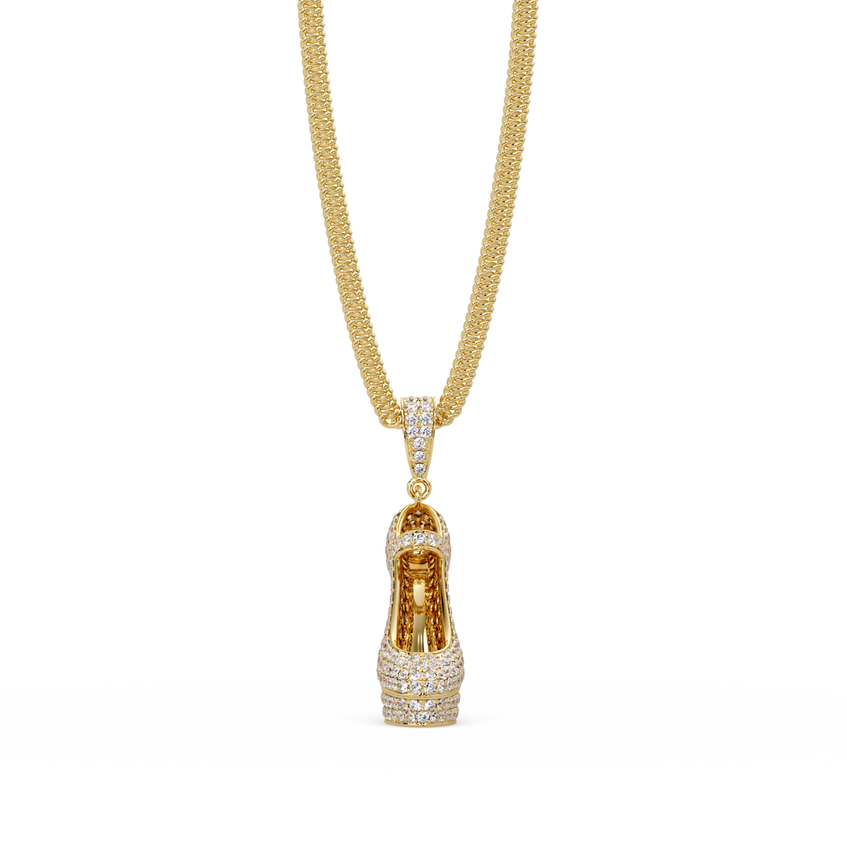 Iced High Heel Shoe Lab Grown Diamond Pendant Necklace - HIGHCARAT DIAMONDS