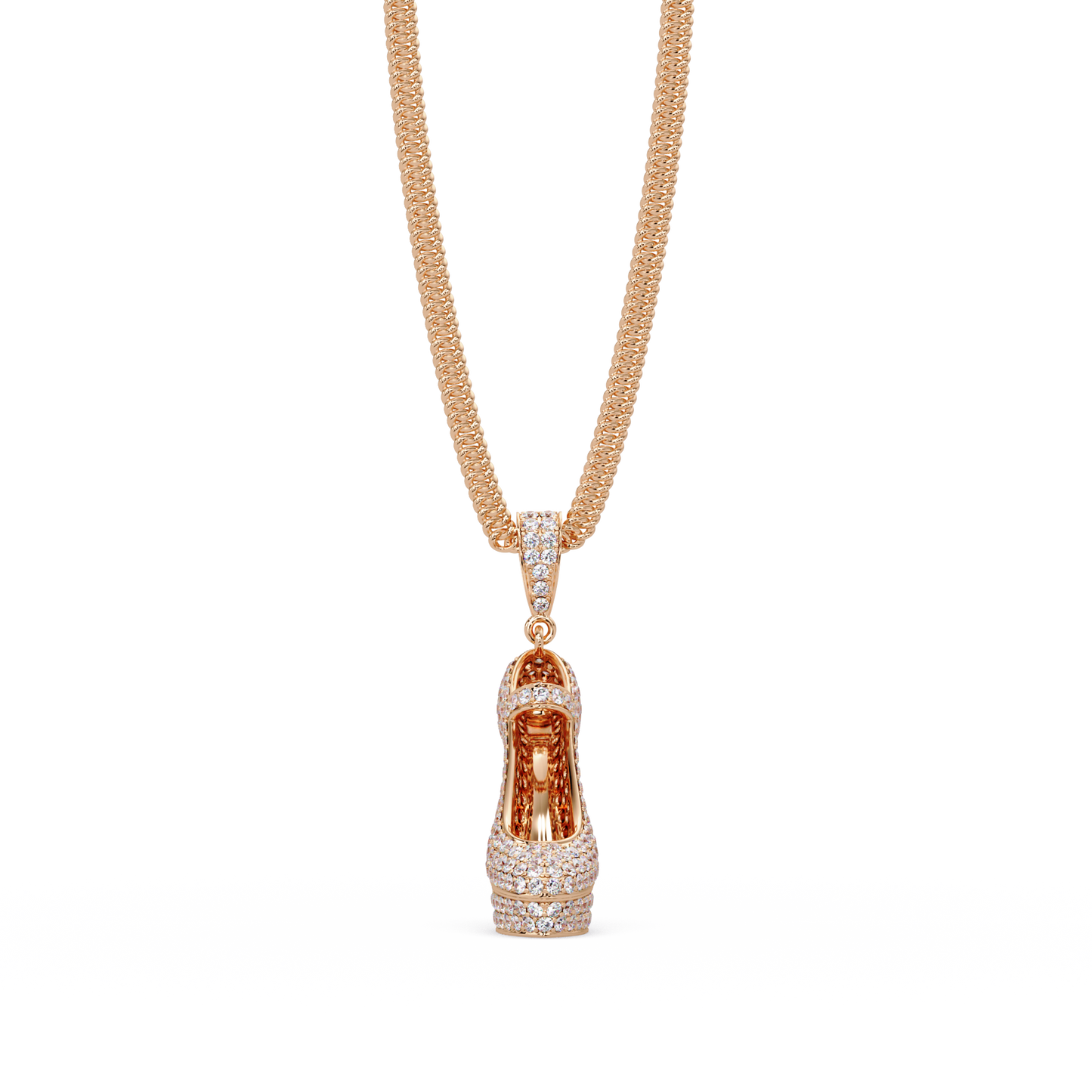 Iced High Heel Shoe Lab Grown Diamond Pendant Necklace - HIGHCARAT DIAMONDS