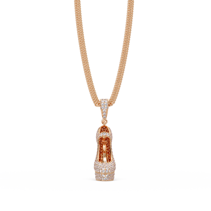 Iced High Heel Shoe Lab Grown Diamond Pendant Necklace - HIGHCARAT DIAMONDS