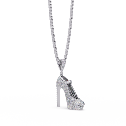 Iced High Heel Shoe Lab Grown Diamond Pendant Necklace - HIGHCARAT DIAMONDS