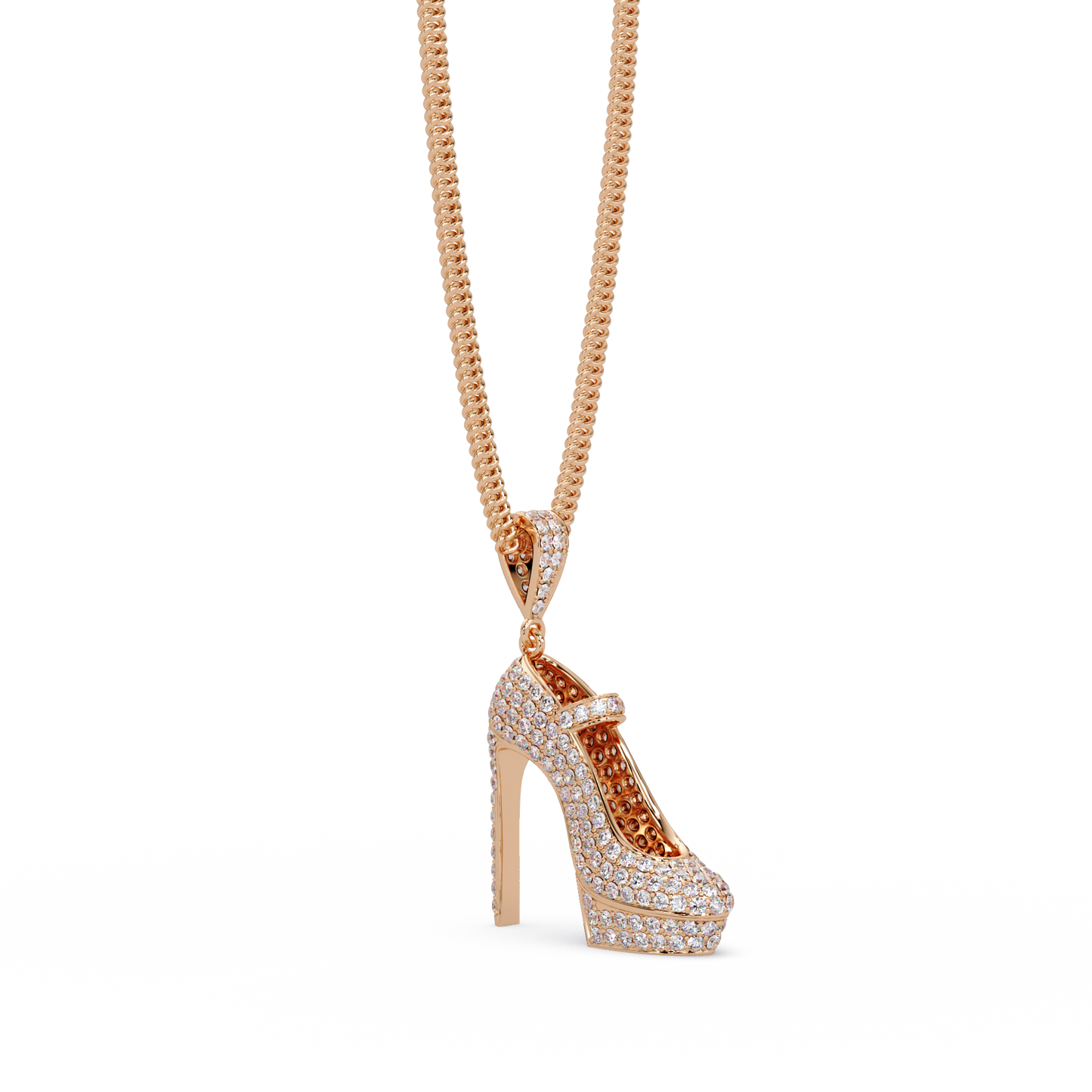 Iced High Heel Shoe Lab Grown Diamond Pendant Necklace - HIGHCARAT DIAMONDS