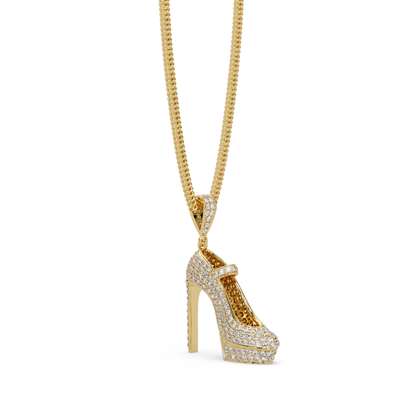 Iced High Heel Shoe Lab Grown Diamond Pendant Necklace - HIGHCARAT DIAMONDS
