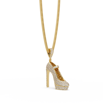 Iced High Heel Shoe Lab Grown Diamond Pendant Necklace - HIGHCARAT DIAMONDS