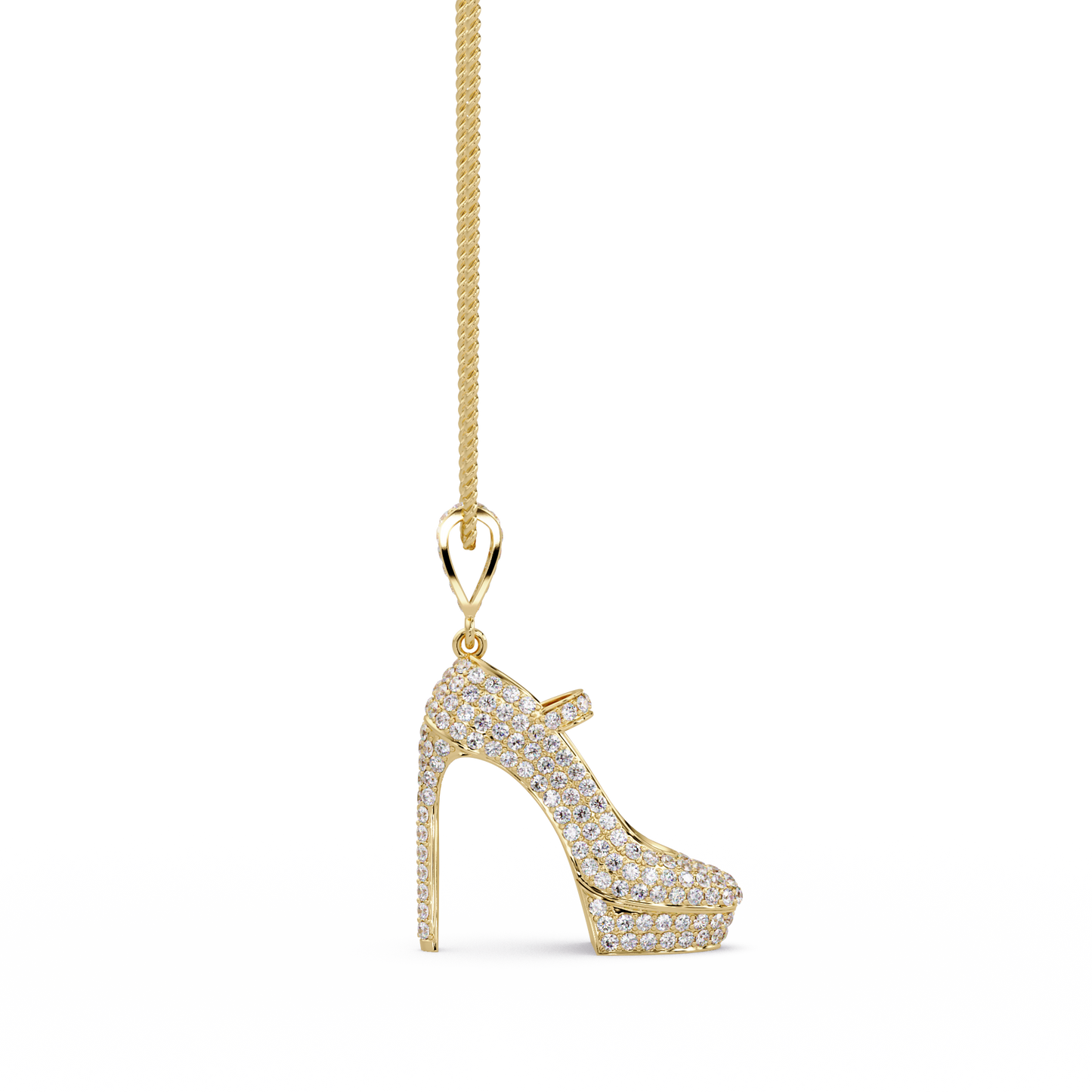 Iced High Heel Shoe Lab Grown Diamond Pendant Necklace - HIGHCARAT DIAMONDS