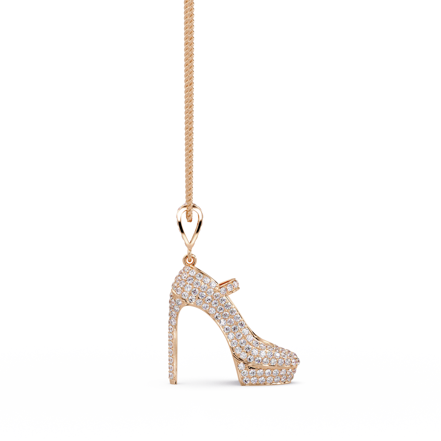 Iced High Heel Shoe Lab Grown Diamond Pendant Necklace - HIGHCARAT DIAMONDS
