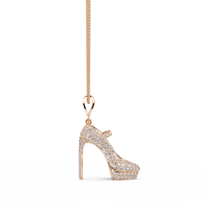 Iced High Heel Shoe Lab Grown Diamond Pendant Necklace - HIGHCARAT DIAMONDS