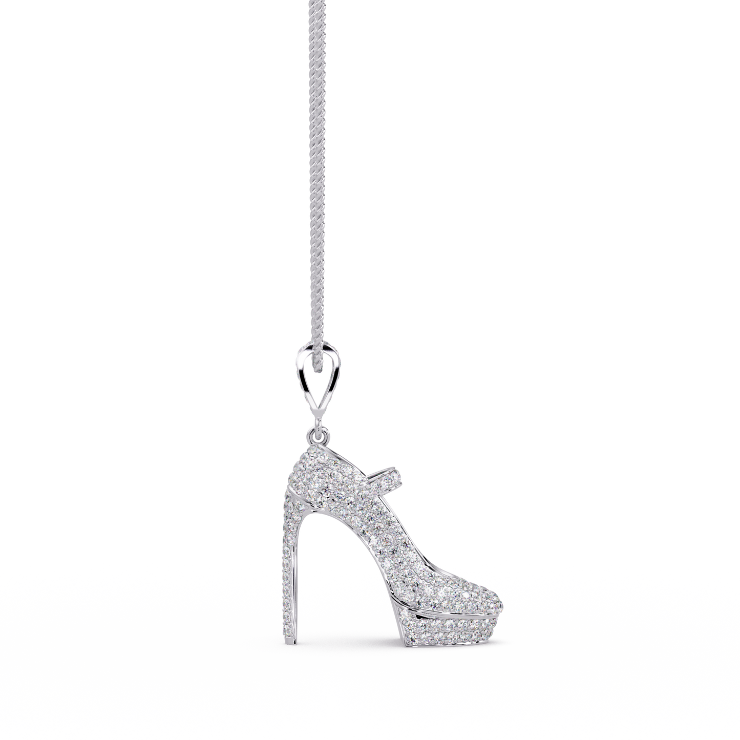 Iced High Heel Shoe Lab Grown Diamond Pendant Necklace - HIGHCARAT DIAMONDS