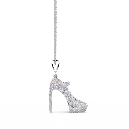 Iced High Heel Shoe Lab Grown Diamond Pendant Necklace - HIGHCARAT DIAMONDS