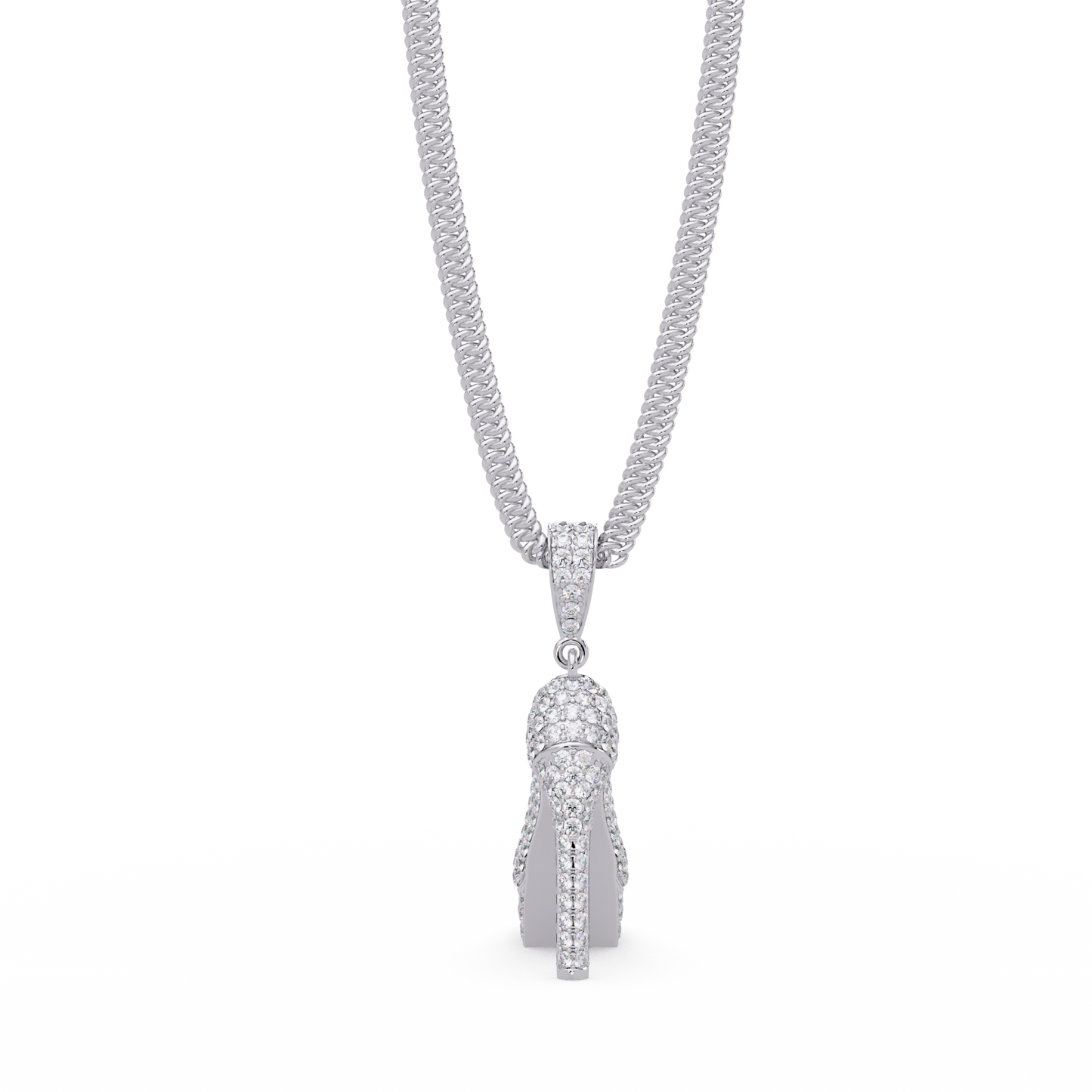 Iced High Heel Shoe Lab Grown Diamond Pendant Necklace - HIGHCARAT DIAMONDS