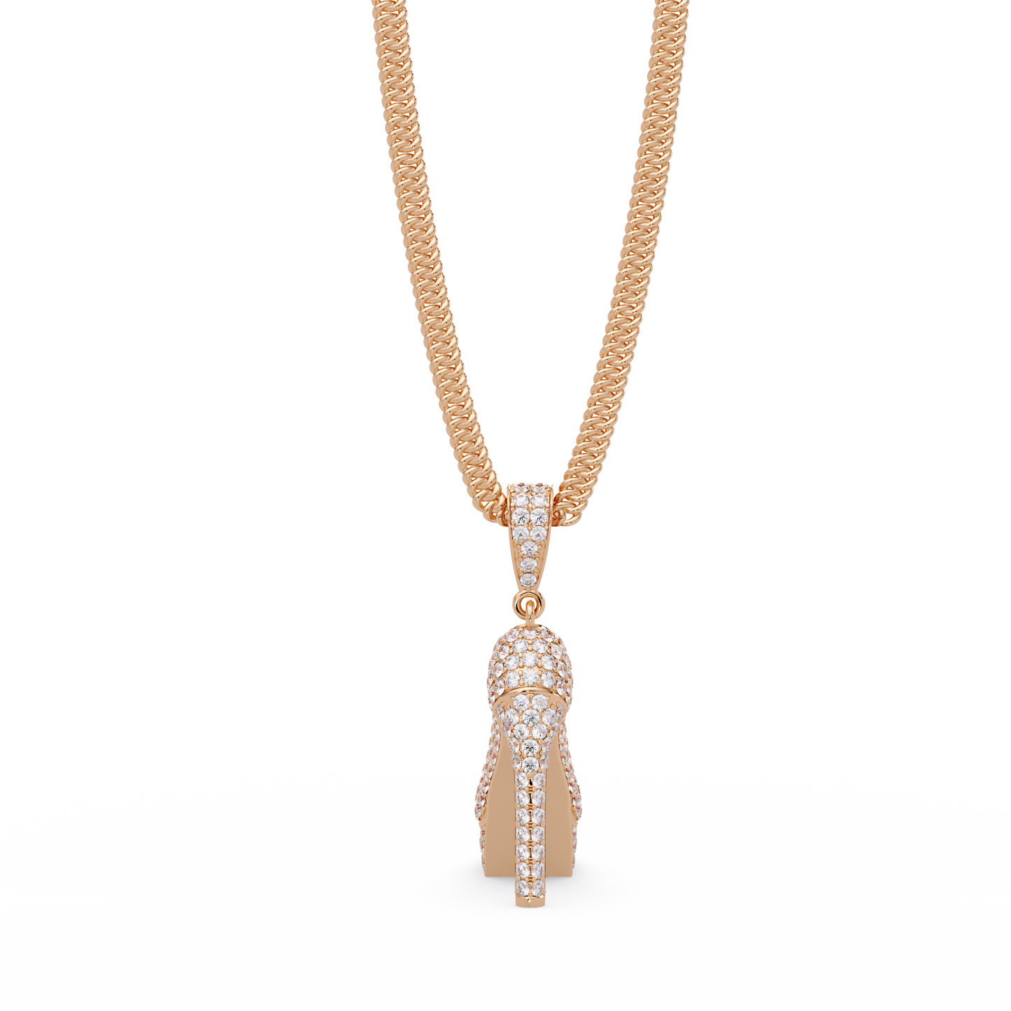 Iced High Heel Shoe Lab Grown Diamond Pendant Necklace - HIGHCARAT DIAMONDS