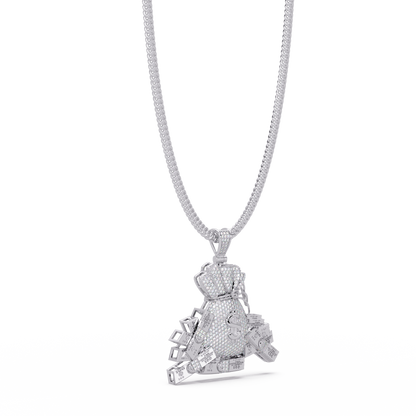 Iced Money Bag Lab Grown Diamond Bar Charm Pendant - HIGHCARAT DIAMONDS