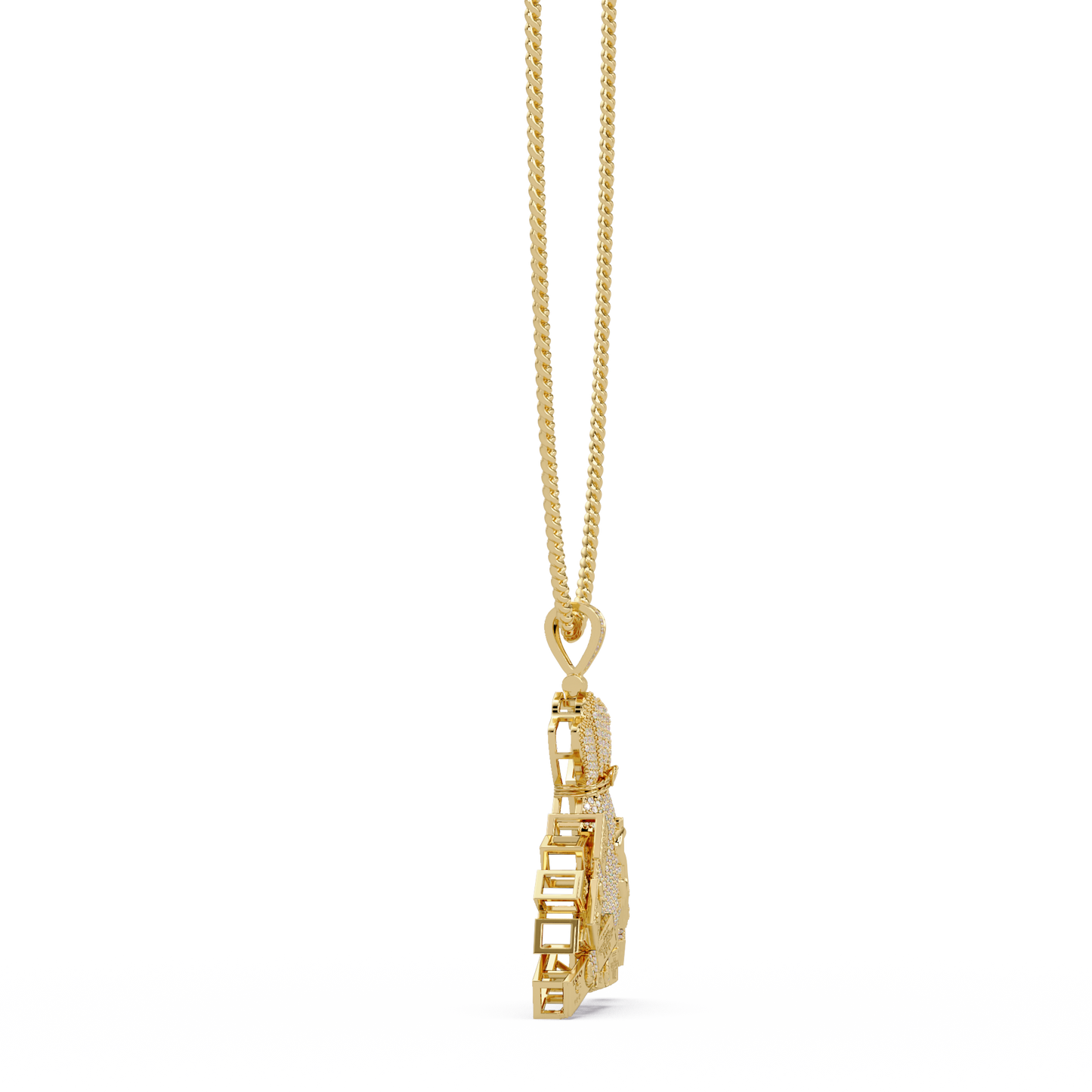 Iced Money Bag Lab Grown Diamond Bar Charm Pendant - HIGHCARAT DIAMONDS