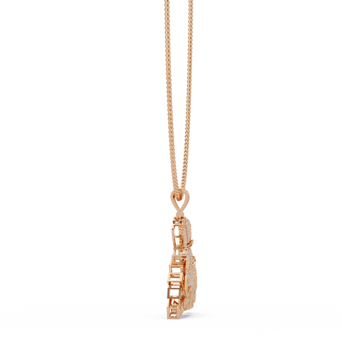 Iced Money Bag Lab Grown Diamond Bar Charm Pendant - HIGHCARAT DIAMONDS