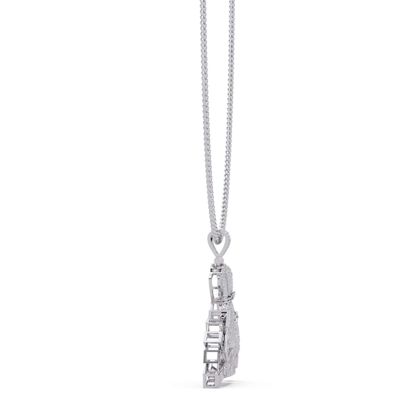 Iced Money Bag Lab Grown Diamond Bar Charm Pendant - HIGHCARAT DIAMONDS