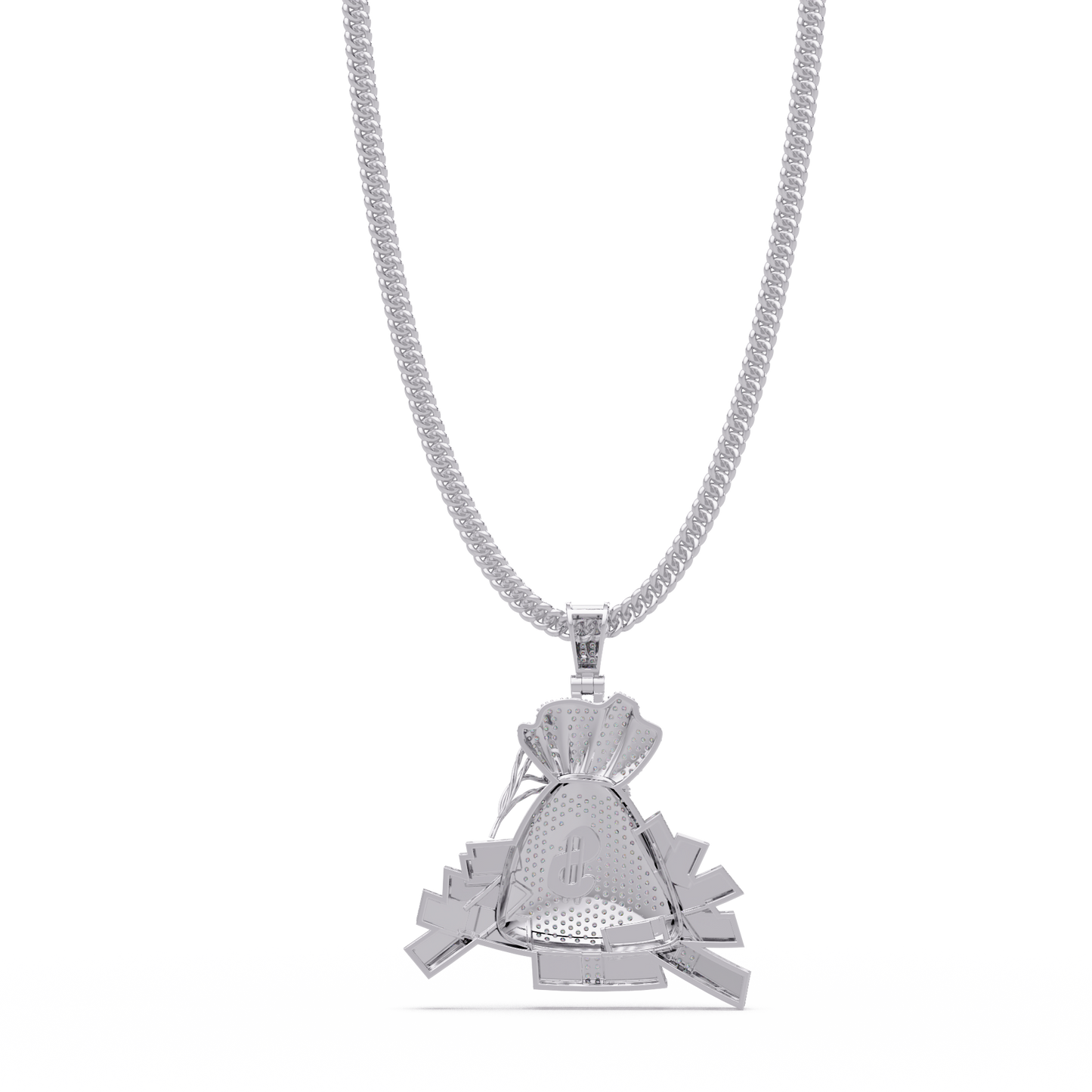 Iced Money Bag Lab Grown Diamond Bar Charm Pendant - HIGHCARAT DIAMONDS