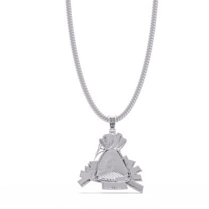 Iced Money Bag Lab Grown Diamond Bar Charm Pendant - HIGHCARAT DIAMONDS