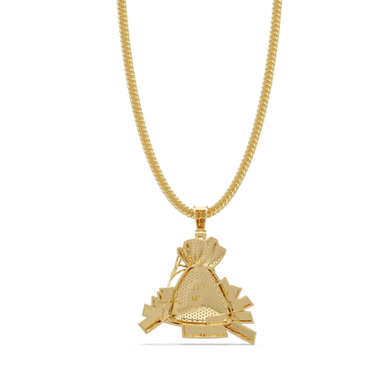 Iced Money Bag Lab Grown Diamond Bar Charm Pendant - HIGHCARAT DIAMONDS