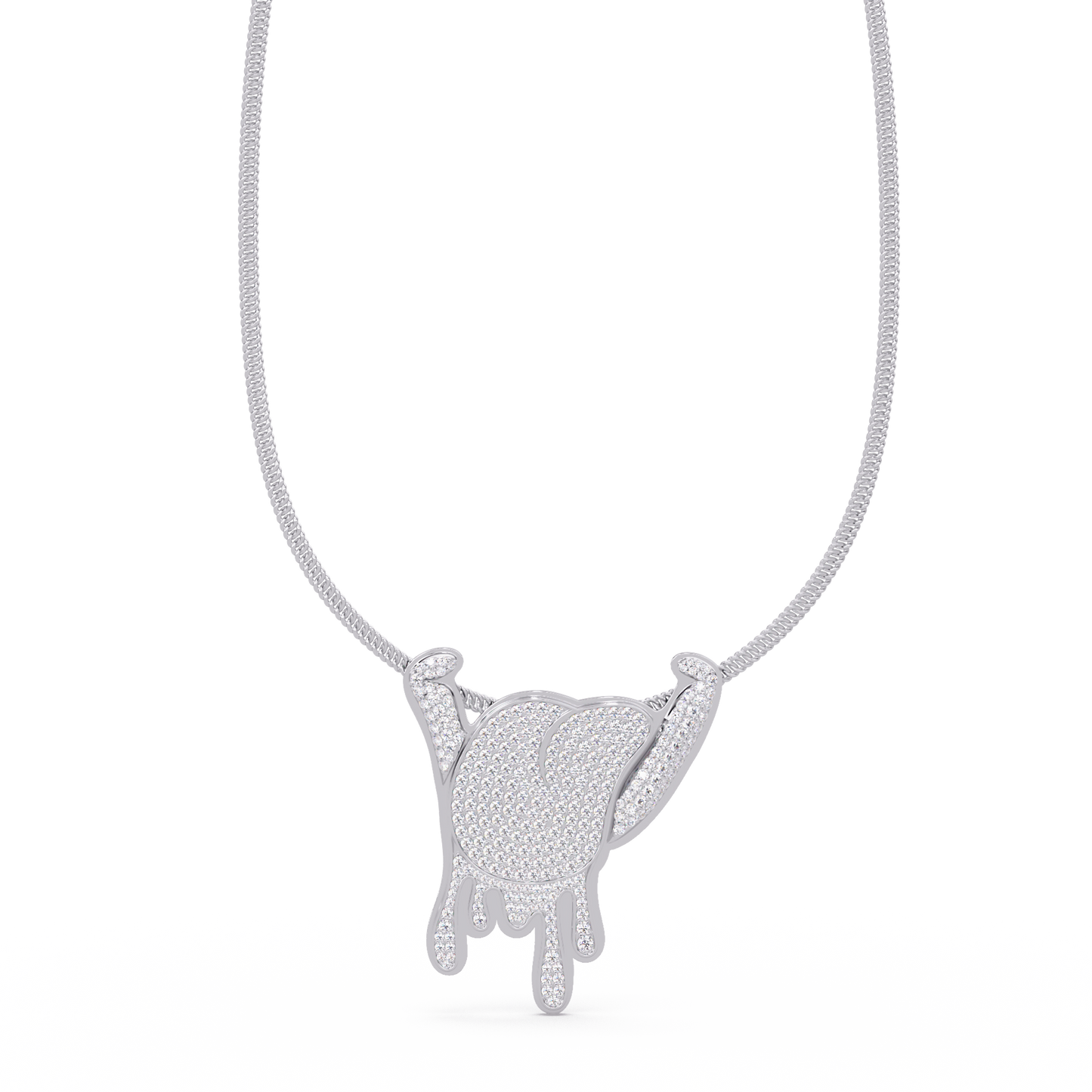 Iced Out Drip Style Lab Grown Diamond White Gold Pendant - HIGHCARAT DIAMONDS