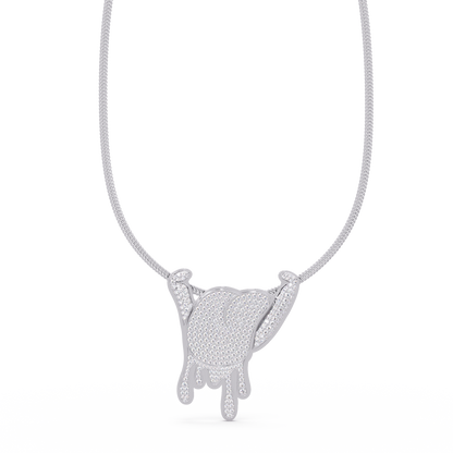 Iced Out Drip Style Lab Grown Diamond White Gold Pendant - HIGHCARAT DIAMONDS