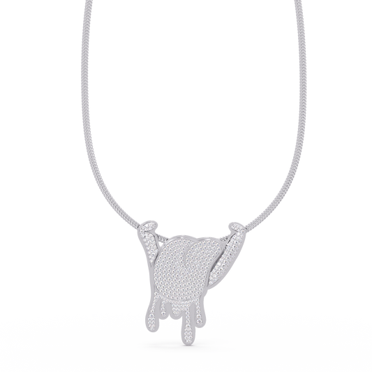Iced Out Drip Style Lab Grown Diamond White Gold Pendant - HIGHCARAT DIAMONDS