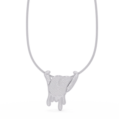 Iced Out Drip Style Lab Grown Diamond White Gold Pendant - HIGHCARAT DIAMONDS