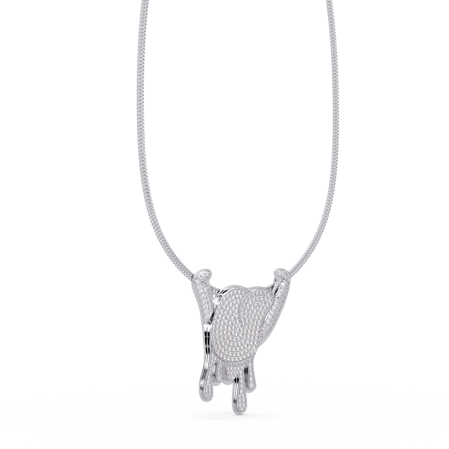 Iced Out Drip Style Lab Grown Diamond White Gold Pendant - HIGHCARAT DIAMONDS