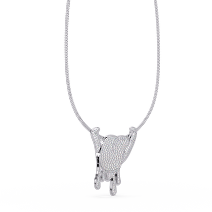 Iced Out Drip Style Lab Grown Diamond White Gold Pendant - HIGHCARAT DIAMONDS