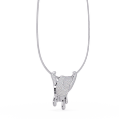 Iced Out Drip Style Lab Grown Diamond White Gold Pendant - HIGHCARAT DIAMONDS