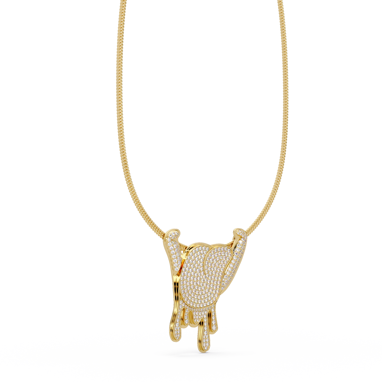 Iced Out Drip Style Lab Grown Diamond White Gold Pendant - HIGHCARAT DIAMONDS