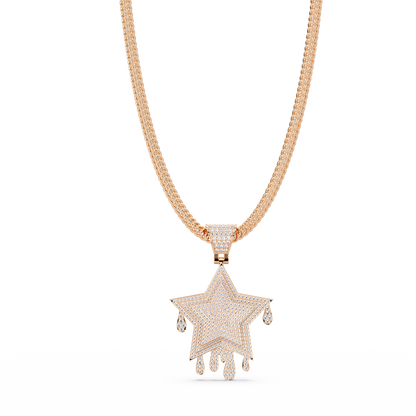 Iced Out Dripping Star Lab grown Diamond Pendant Necklace - HIGHCARAT DIAMONDS