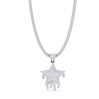 Iced Out Dripping Star Lab grown Diamond Pendant Necklace - HIGHCARAT DIAMONDS