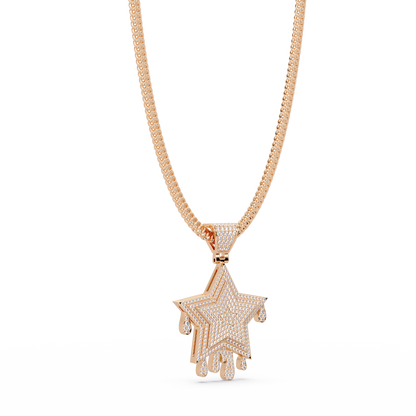 Iced Out Dripping Star Lab grown Diamond Pendant Necklace - HIGHCARAT DIAMONDS