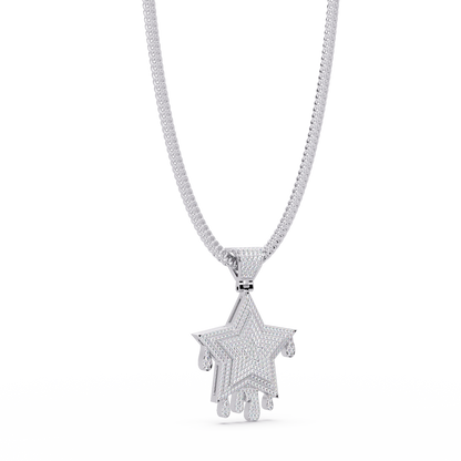 Iced Out Dripping Star Lab grown Diamond Pendant Necklace - HIGHCARAT DIAMONDS