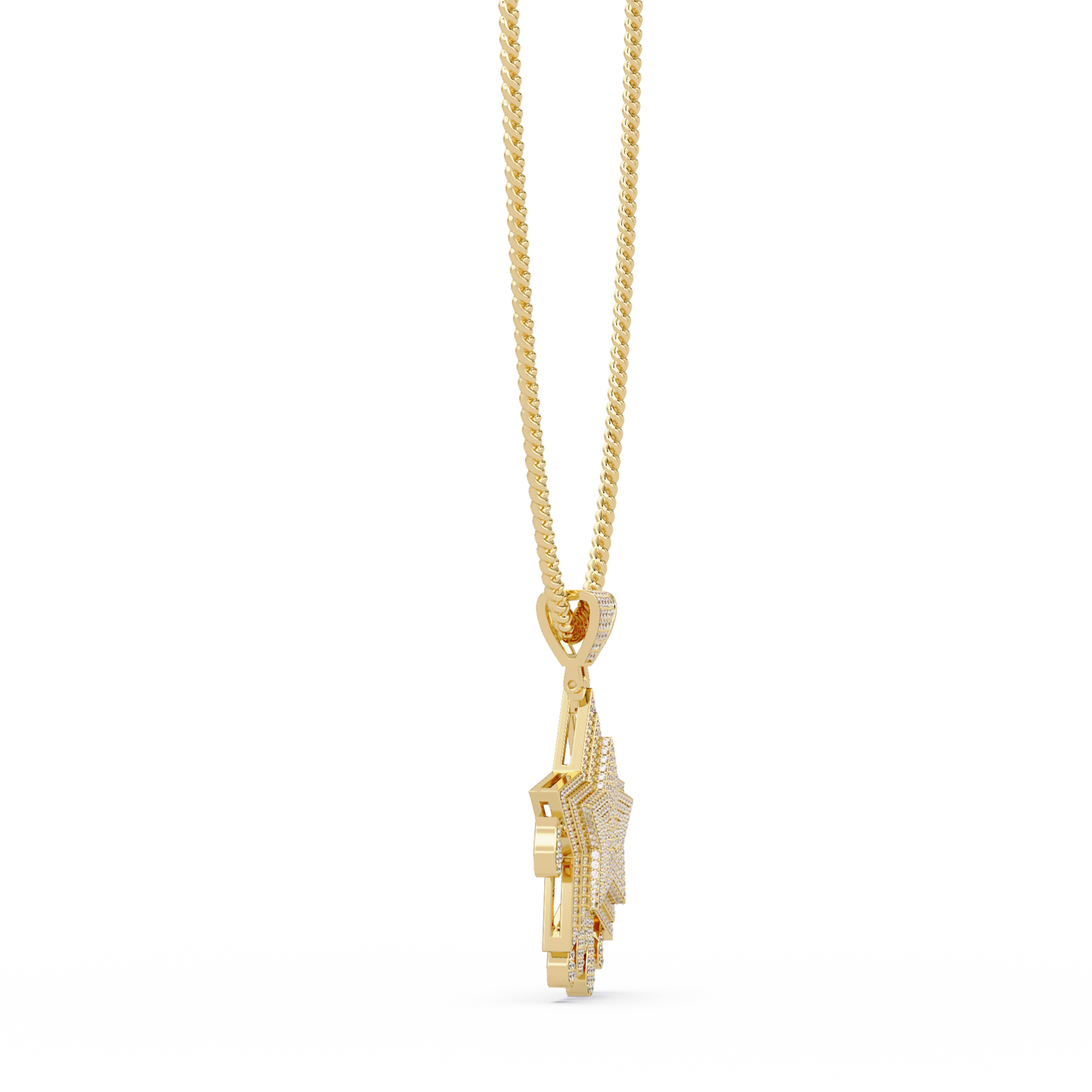 Iced Out Dripping Star Lab grown Diamond Pendant Necklace - HIGHCARAT DIAMONDS
