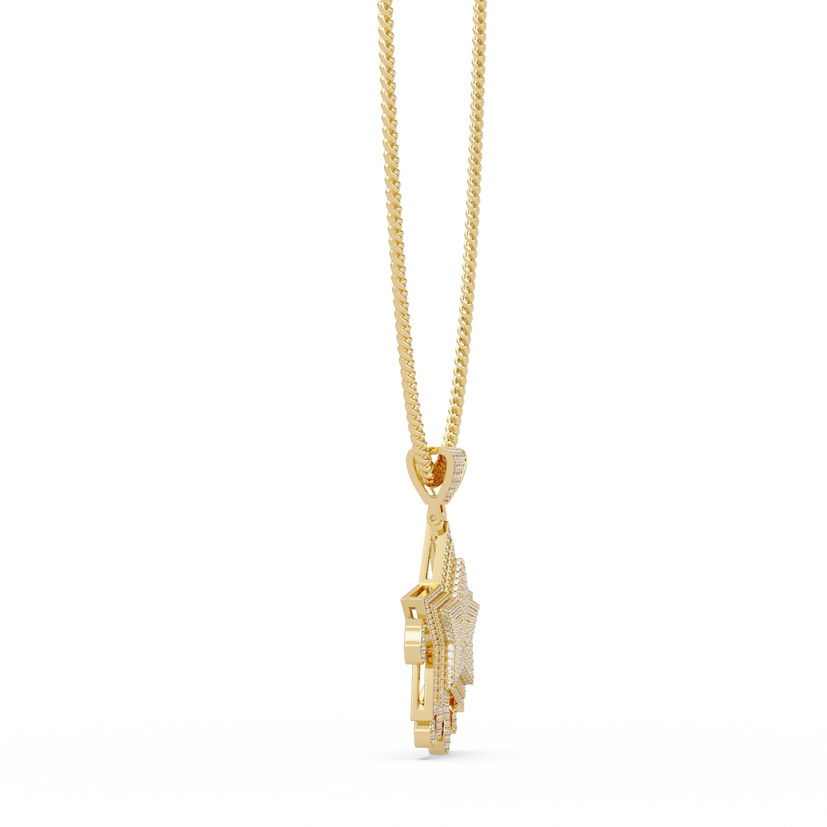 Iced Out Dripping Star Lab grown Diamond Pendant Necklace - HIGHCARAT DIAMONDS
