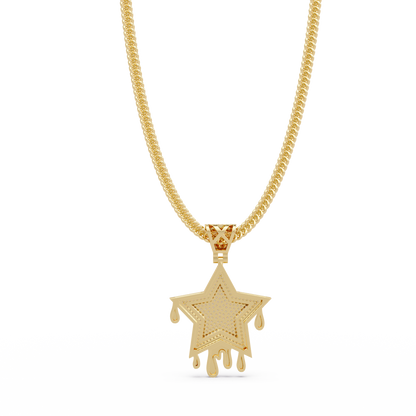 Iced Out Dripping Star Lab grown Diamond Pendant Necklace - HIGHCARAT DIAMONDS