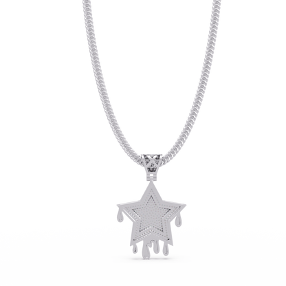 Iced Out Dripping Star Lab grown Diamond Pendant Necklace - HIGHCARAT DIAMONDS