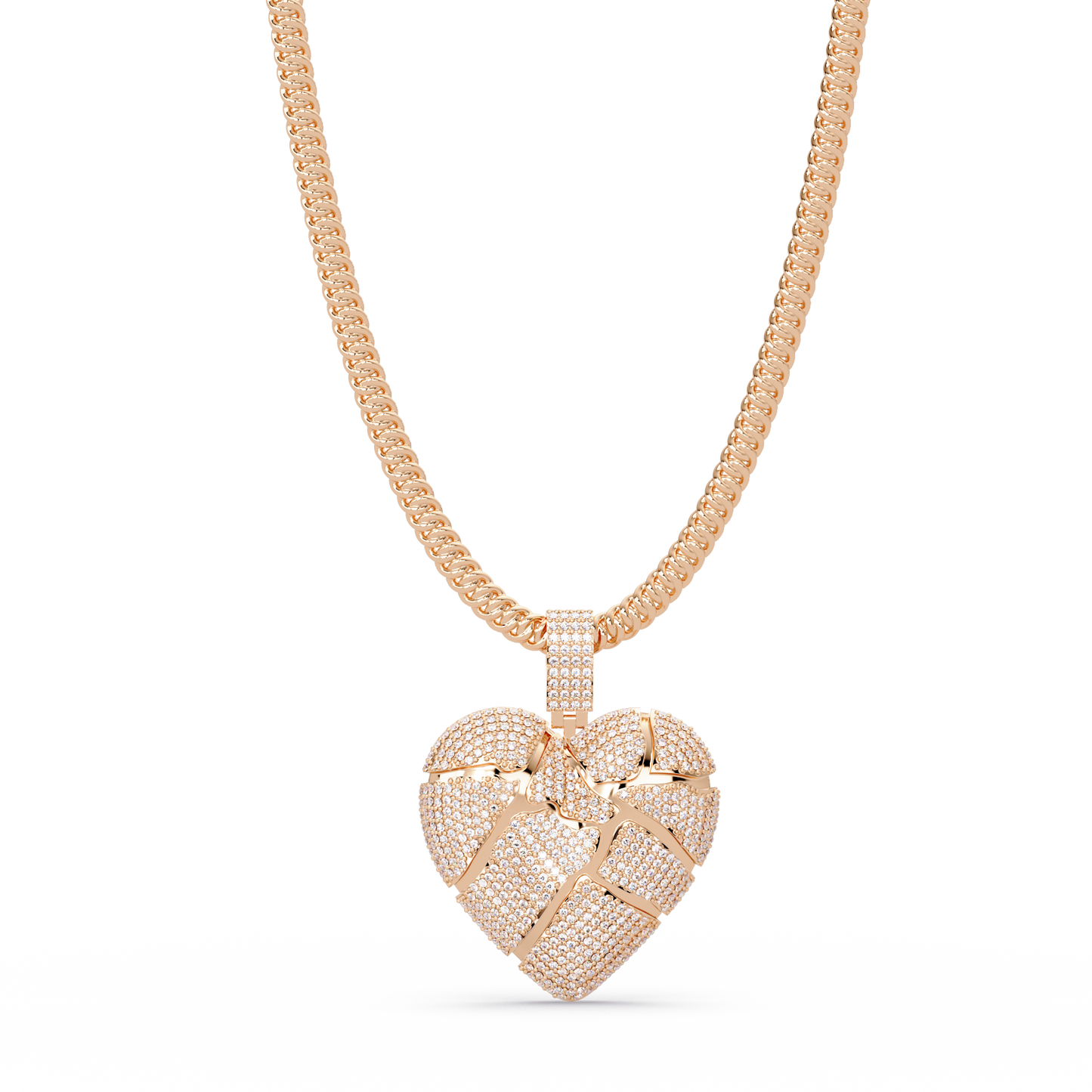 Iced Out Heart Leaf Lab grown Diamond Pendant Necklace - HIGHCARAT DIAMONDS