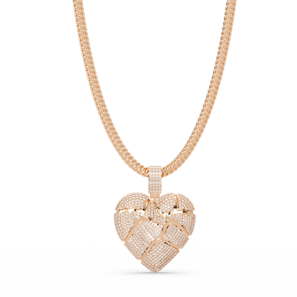 Iced Out Heart Leaf Lab grown Diamond Pendant Necklace - HIGHCARAT DIAMONDS