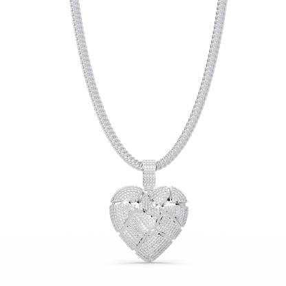 Iced Out Heart Leaf Lab grown Diamond Pendant Necklace - HIGHCARAT DIAMONDS