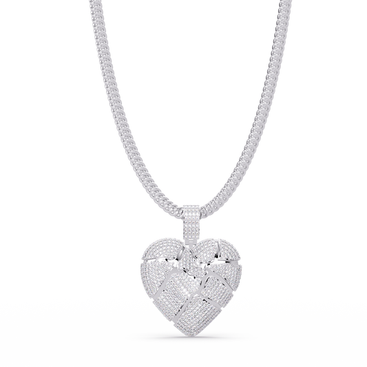 Iced Out Heart Leaf Lab grown Diamond Pendant Necklace - HIGHCARAT DIAMONDS