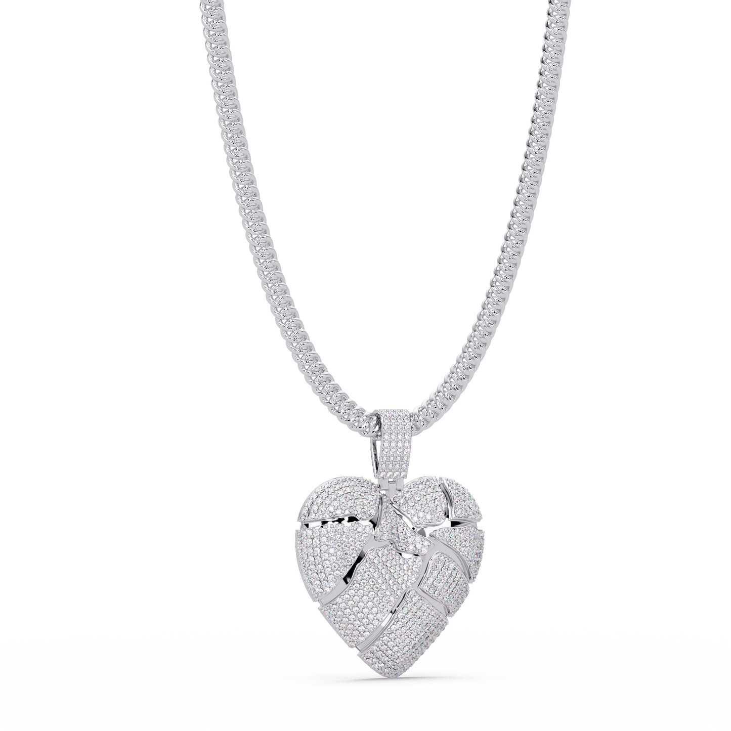 Iced Out Heart Leaf Lab grown Diamond Pendant Necklace - HIGHCARAT DIAMONDS