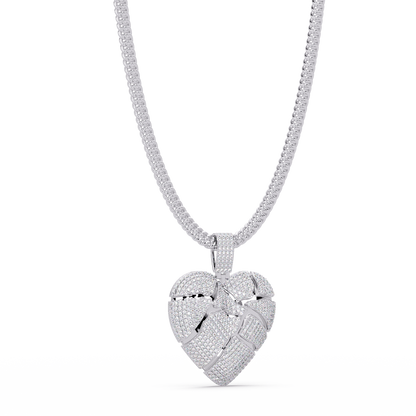 Iced Out Heart Leaf Lab grown Diamond Pendant Necklace - HIGHCARAT DIAMONDS