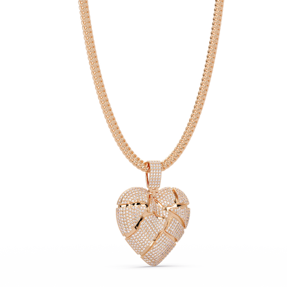 Iced Out Heart Leaf Lab grown Diamond Pendant Necklace - HIGHCARAT DIAMONDS