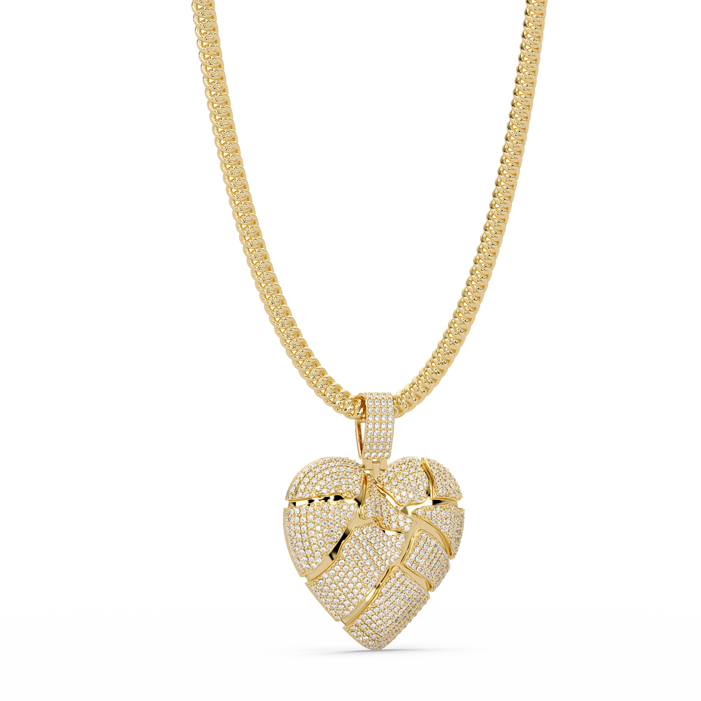 Iced Out Heart Leaf Lab grown Diamond Pendant Necklace - HIGHCARAT DIAMONDS