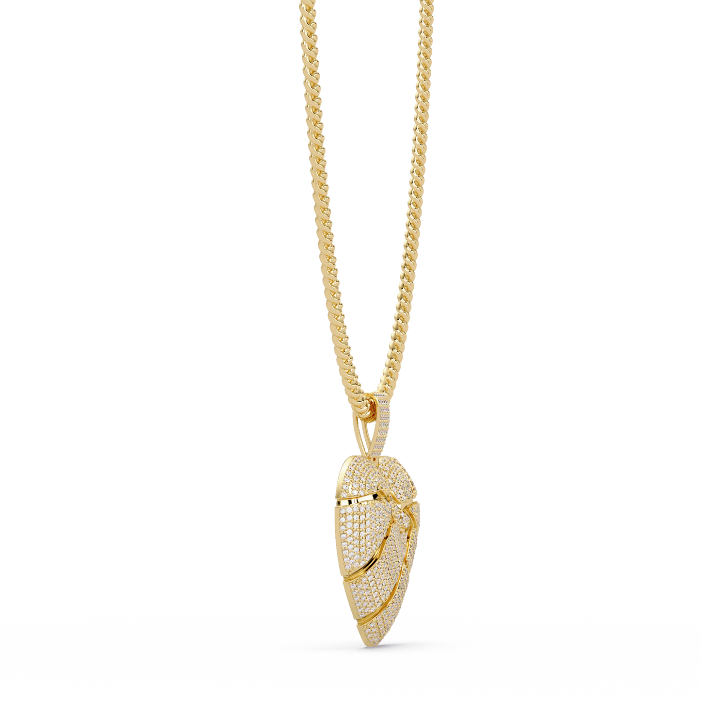 Iced Out Heart Leaf Lab grown Diamond Pendant Necklace - HIGHCARAT DIAMONDS