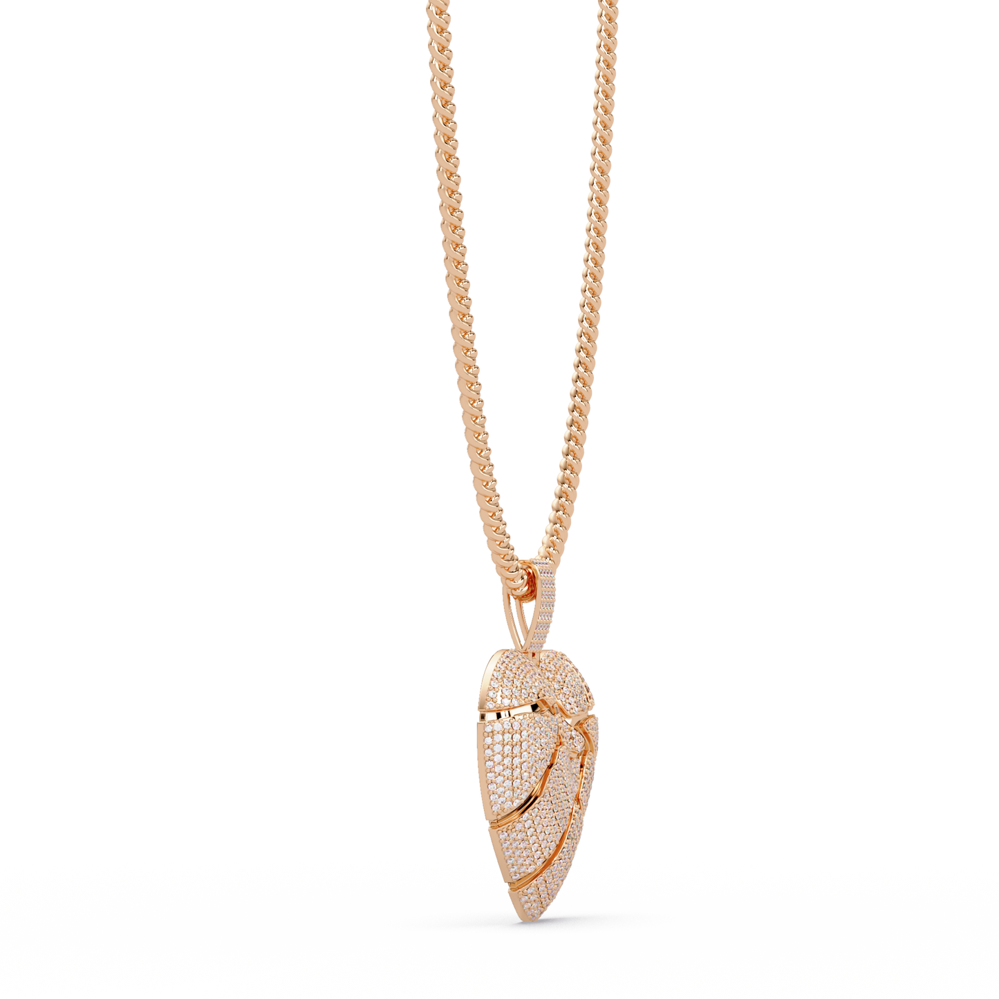 Iced Out Heart Leaf Lab grown Diamond Pendant Necklace - HIGHCARAT DIAMONDS