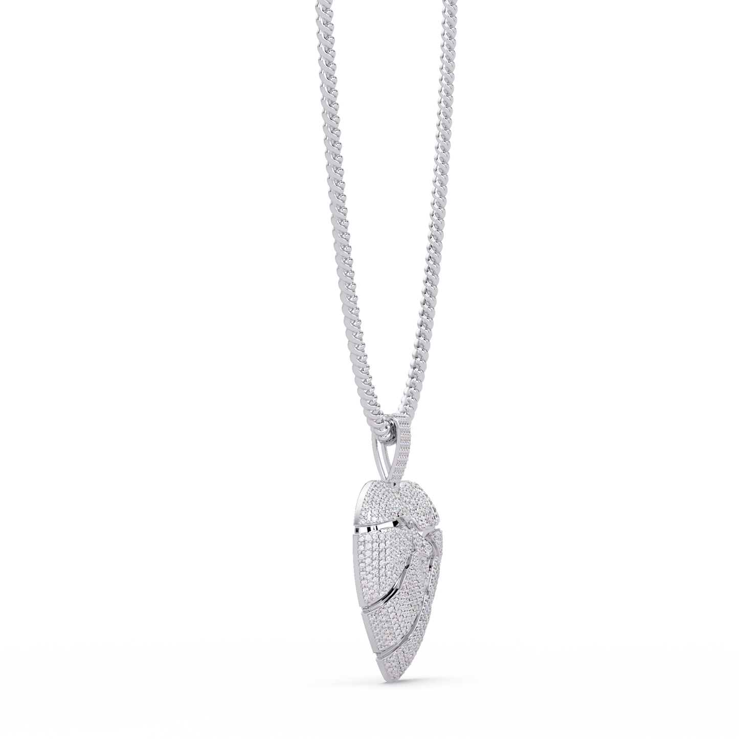 Iced Out Heart Leaf Lab grown Diamond Pendant Necklace - HIGHCARAT DIAMONDS